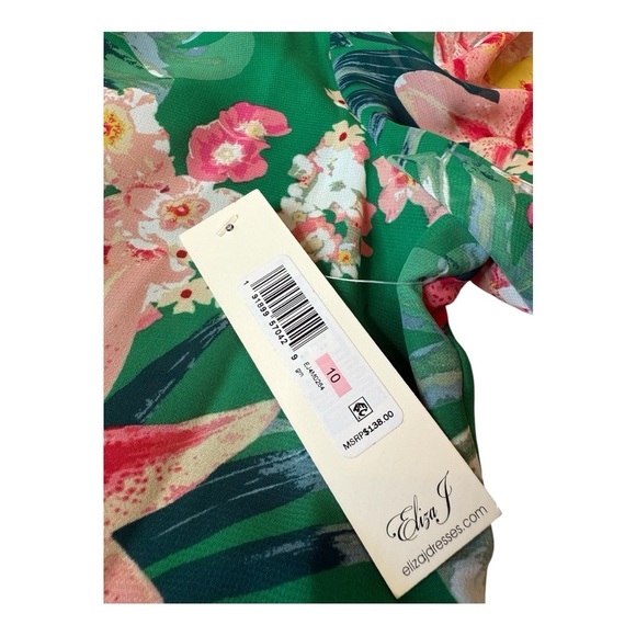 Eliza J Women’s Floral Balloon Sleeve Knee Length Dress InGreen& Pink Floral 10 - Picture 10 of 14